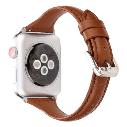 Simple Fashion Genuine Leather T Type Watch Band for Apple Watch Series 3 & 2 & 1 38mm(Brown) - Watch Bands by buy2fix | Online Shopping UK | buy2fix