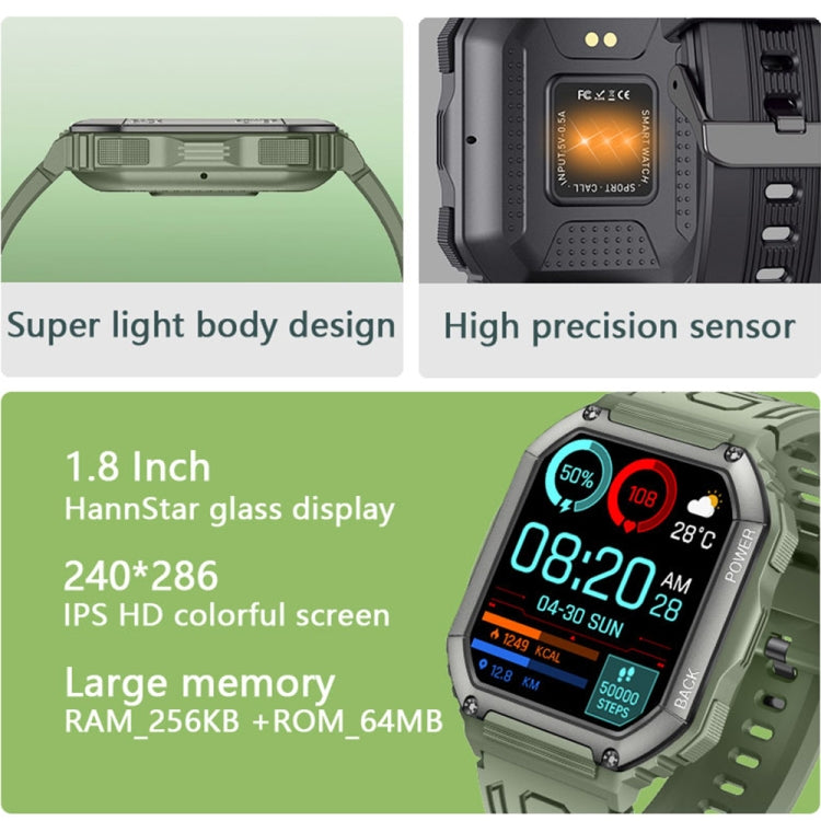 KR06 Waterproof Pedometer Sport Smart Watch, Support Heart Rate / Blood Pressure Monitoring / BT Calling (Camouflage Green) - Smart Watches by buy2fix | Online Shopping UK | buy2fix