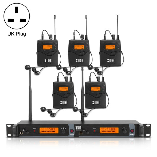 XTUGA IEM1200 Wireless Transmitter 5 Bodypack Stage Singer In-Ear Monitor System (UK Plug) - Microphone by XTUGA | Online Shopping UK | buy2fix