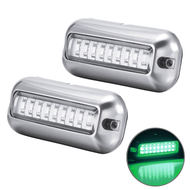 2 PCS MK-027 Ship / Yacht 10-30V 27LEDs Waterproof Stainless Steel Underwater Light(Green Light) - Marine Accessories & Parts by buy2fix | Online Shopping UK | buy2fix