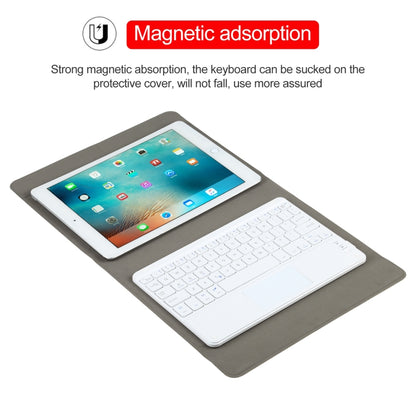 Universal Detachable Bluetooth Keyboard + Leather Tablet Case with Touchpad for iPad 9-10 inch, Specification:White Keyboard(Black) - Universal by buy2fix | Online Shopping UK | buy2fix