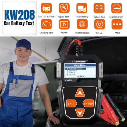 KONNWEI KW208 Car TFT Color Screen Battery Tester Support 8 Languages - Code Readers & Scan Tools by KONNWEI | Online Shopping UK | buy2fix