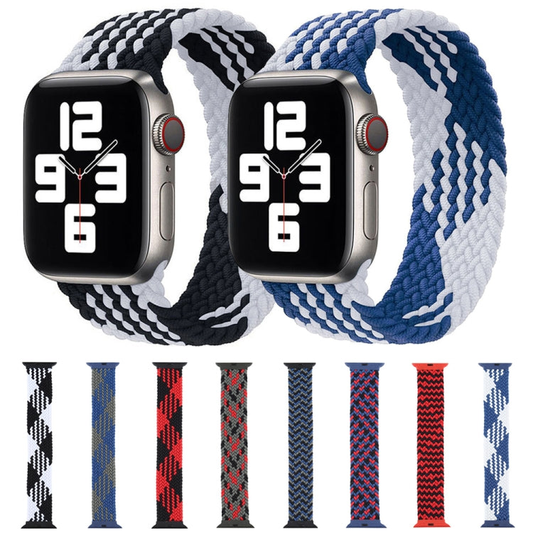 Plastic Buckle Mixed Color Nylon Braided Single Loop Watch Band For Apple Watch Ultra 49mm&Watch Ultra 2 49mm / Series 9&8&7 45mm / SE 3&SE 2&6&SE&5&4 44mm / 3&2&1 42mm, Size:L(Checkered Blue White) - Watch Bands by buy2fix | Online Shopping UK | buy2fix