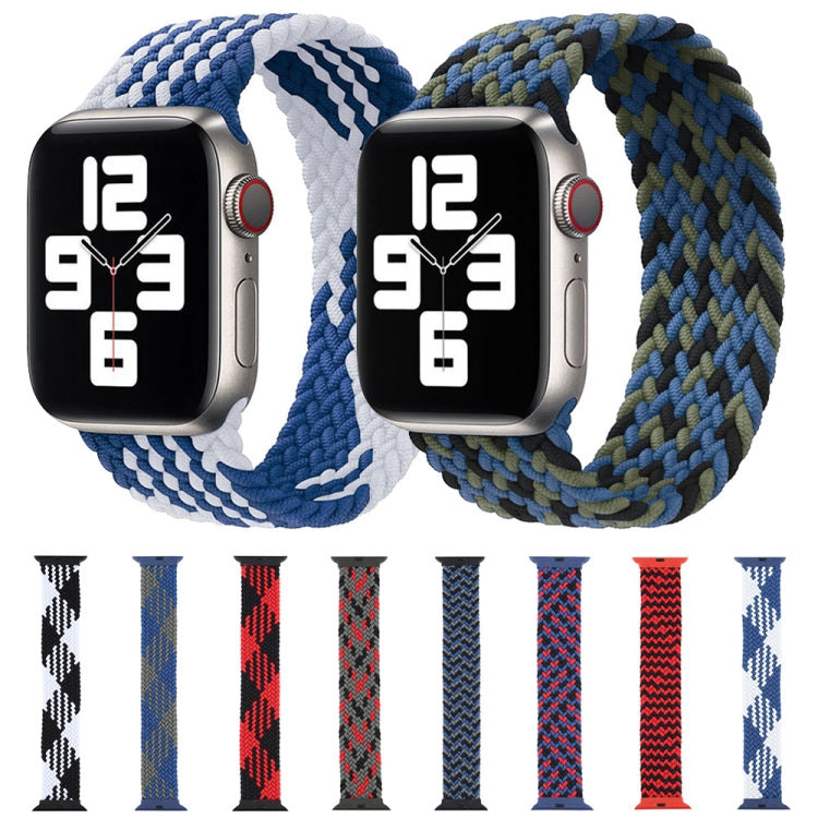 Plastic Buckle Mixed Color Nylon Braided Single Loop Watch Band For Apple Watch Ultra 49mm&Watch Ultra 2 49mm / Series 9&8&7 45mm / SE 3&SE 2&6&SE&5&4 44mm / 3&2&1 42mm, Size:XXL(Checkered Blue Green) - Watch Bands by buy2fix | Online Shopping UK | buy2fix