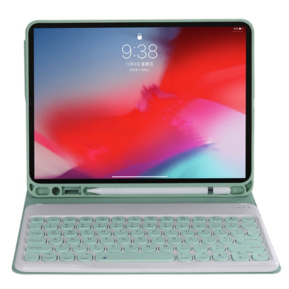 Y-C11B 2021 Detachable Candy Color Skin Texture Round Keycap Bluetooth Keyboard Leather Tablet Case with Pen Slot & Stand For iPad Pro 11 (2021)(Light Green) - For iPad Pro by buy2fix | Online Shopping UK | buy2fix