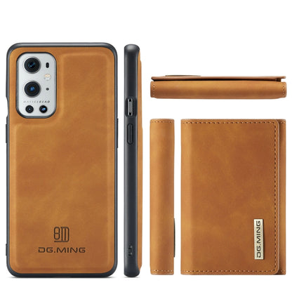 For OnePlus 9 Pro DG.MING M1 Series 3-Fold Multi Card Wallet  Back Cover Shockproof Case with Holder Function(Brown) -  by DG.MING | Online Shopping UK | buy2fix