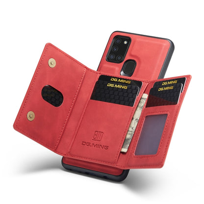 For Samsung Galaxy A21s DG.MING M2 Series 3-Fold Multi Card Bag Back Cover Shockproof Case with Wallet & Holder Function(Red) - Galaxy Phone Cases by DG.MING | Online Shopping UK | buy2fix