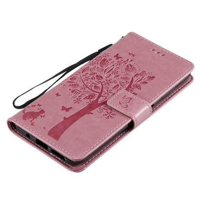 For Nokia G20 Tree & Cat Pattern Pressed Printing Horizontal Flip PU Leather Case with Holder & Card Slots & Wallet & Lanyard(Pink) - Nokia Cases by buy2fix | Online Shopping UK | buy2fix