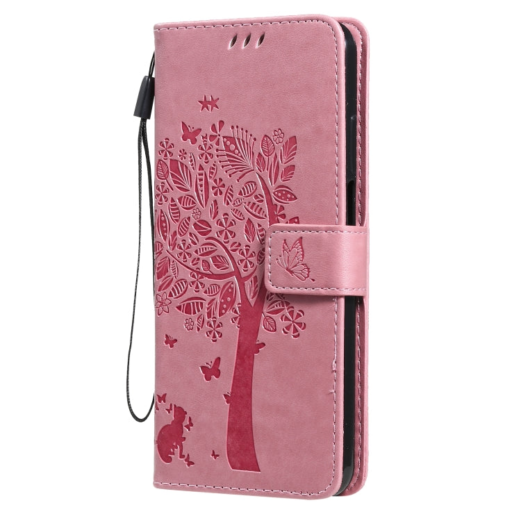 For Nokia X20 Tree & Cat Pattern Pressed Printing Horizontal Flip PU Leather Case with Holder & Card Slots & Wallet & Lanyard(Pink) - Nokia Cases by buy2fix | Online Shopping UK | buy2fix