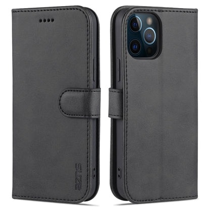 For iPhone 12 Pro Max AZNS Skin Feel Calf Texture Horizontal Flip Leather Case with Card Slots & Holder & Wallet(Black) - iPhone 12 Pro Max Cases by AZNS | Online Shopping UK | buy2fix