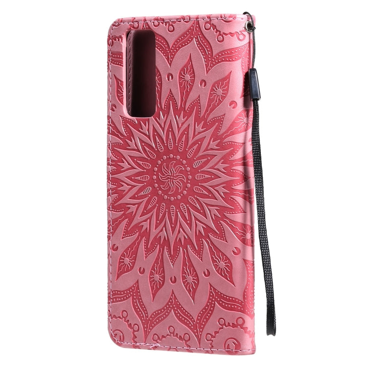 For vivo Y72 5G / iQOO Z3 Sun Embossing Pattern Horizontal Flip Leather Case with Card Slot & Holder & Wallet & Lanyard(Pink) - vivo Cases by buy2fix | Online Shopping UK | buy2fix