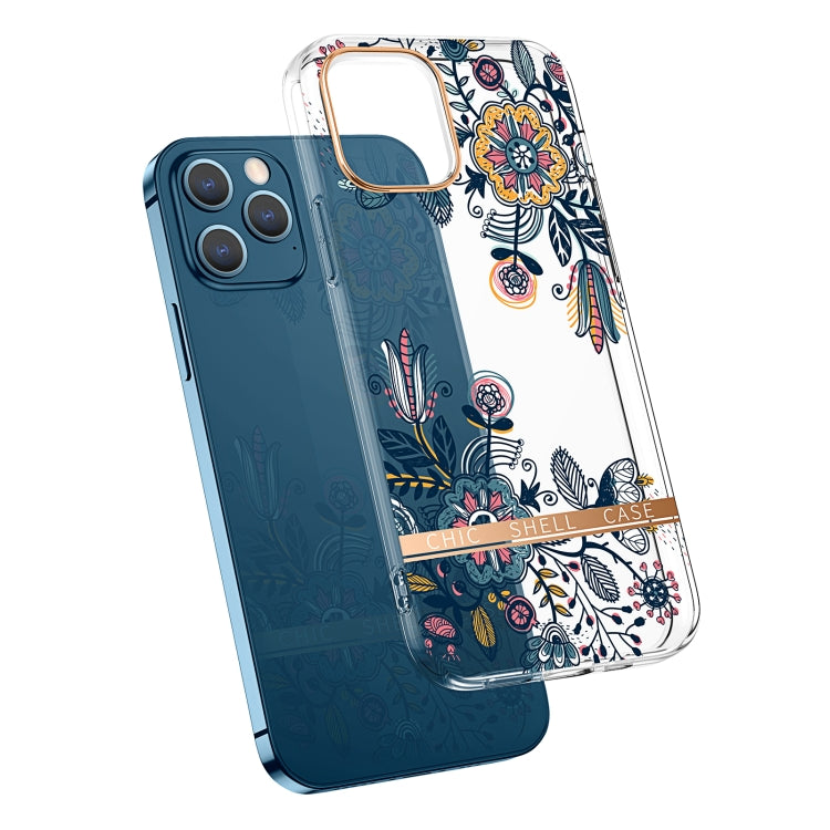 For iPhone 12 Pro Max High Translucent Electroplating Flower Pattern TPU + PC Shockproof Case(Po-phase Flowers) - iPhone 12 Pro Max Cases by buy2fix | Online Shopping UK | buy2fix