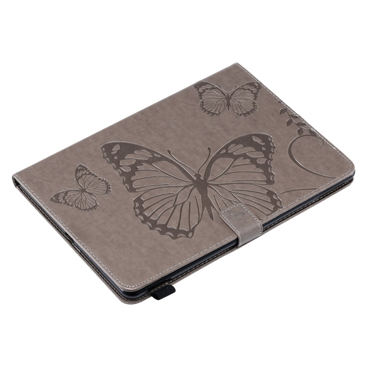 For iPad 10.2 / Pro 10.5 / Air  2019 Pressed Printing Butterfly Pattern Horizontal Flip PU Leather Case with Holder & Card Slots & Wallet & Pen Slot(Grey) - iPad Air (2019) Cases by buy2fix | Online Shopping UK | buy2fix