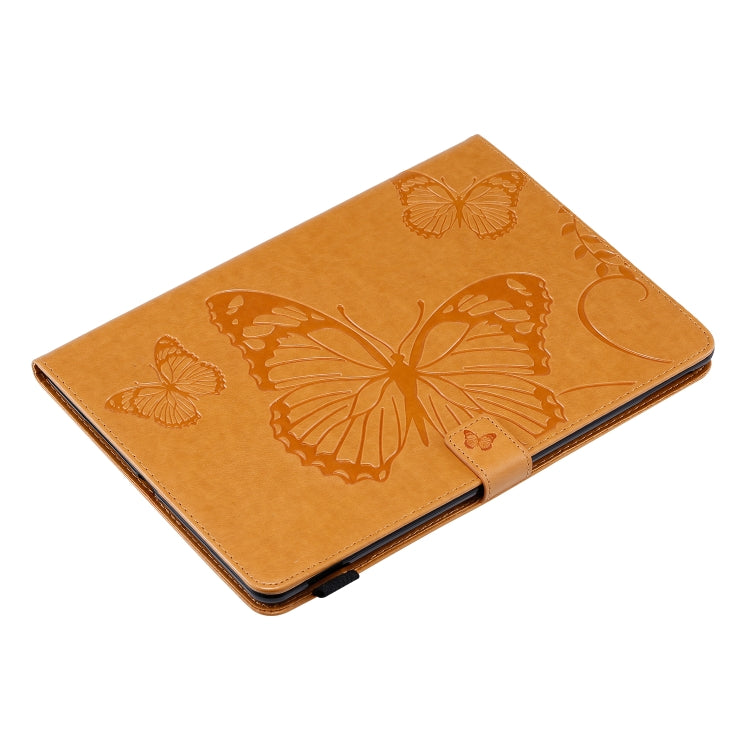 For iPad 10.2 / Pro 10.5 / Air  2019 Pressed Printing Butterfly Pattern Horizontal Flip PU Leather Case with Holder & Card Slots & Wallet & Pen Slot(Yellow) - iPad Air (2019) Cases by buy2fix | Online Shopping UK | buy2fix