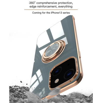 For iPhone 13 Pro Max 6D Electroplating Full Coverage Silicone Protective Case with Magnetic Ring Holder (Light Cyan) - iPhone 13 Pro Max Cases by buy2fix | Online Shopping UK | buy2fix