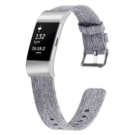 For FITBIT Charge 2 Smart Watch Canvas Watch Band, Size:S(Light Grey) - Watch Bands by buy2fix | Online Shopping UK | buy2fix