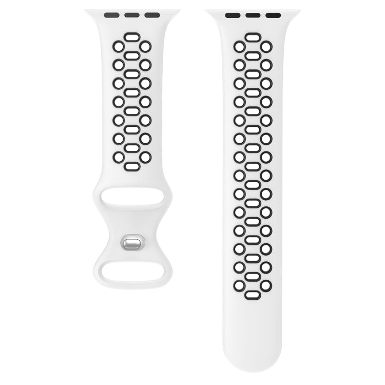 Two-color 8-buckle Silicone Watch Band For Apple Watch Series 9&8&7 41mm / SE 3&SE 2&6&SE&5&4 40mm / 3&2&1 38mm(White Black) - Watch Bands by buy2fix | Online Shopping UK | buy2fix