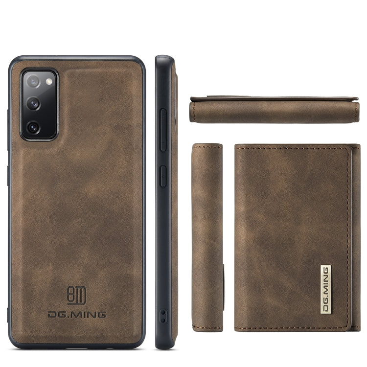 For Samsung Galaxy S20 FE DG.MING M1 Series 3-Fold Multi Card Wallet  Back Cover Shockproof Case with Holder Function(Coffee) - Galaxy S20 FE Cases by DG.MING | Online Shopping UK | buy2fix