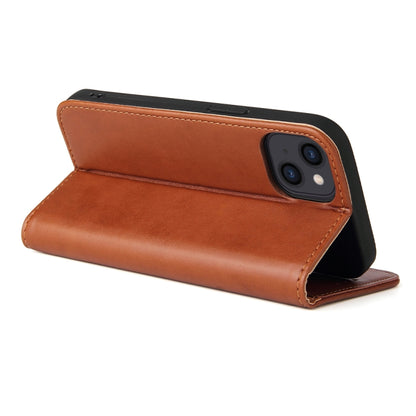 For iPhone 13 Fierre Shann PU Leather Texture Horizontal Flip Leather Case with Holder & Card Slots & Wallet(Brown) - iPhone 13 Cases by FIERRE SHANN | Online Shopping UK | buy2fix