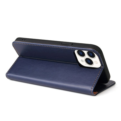 For iPhone 13 Pro Fierre Shann PU Leather Texture Horizontal Flip Leather Case with Holder & Card Slots & Wallet (Blue) - iPhone 13 Pro Cases by FIERRE SHANN | Online Shopping UK | buy2fix