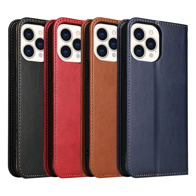 For iPhone 13 Pro Fierre Shann PU Leather Texture Horizontal Flip Leather Case with Holder & Card Slots & Wallet (Blue) - iPhone 13 Pro Cases by FIERRE SHANN | Online Shopping UK | buy2fix