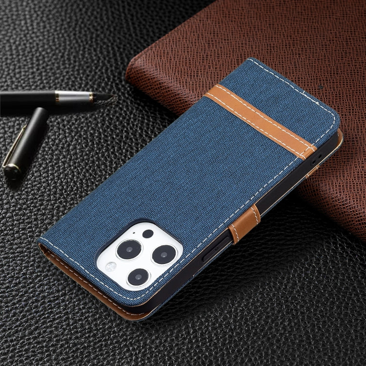 For iPhone 13 Pro Color Matching Denim Texture Horizontal Flip Leather Case with Holder & Card Slots & Wallet & Lanyard (Dark Blue) - iPhone 13 Pro Cases by buy2fix | Online Shopping UK | buy2fix