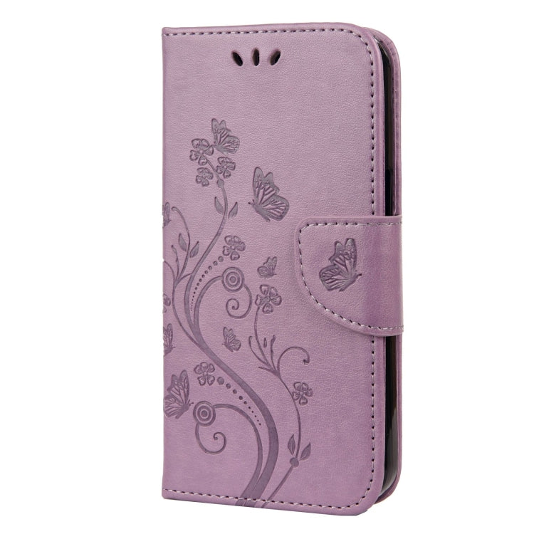 For iPhone 13 Pro Butterfly Flower Pattern Horizontal Flip Leather Case with Holder & Card Slots & Wallet (Light Purple) - iPhone 13 Pro Cases by buy2fix | Online Shopping UK | buy2fix