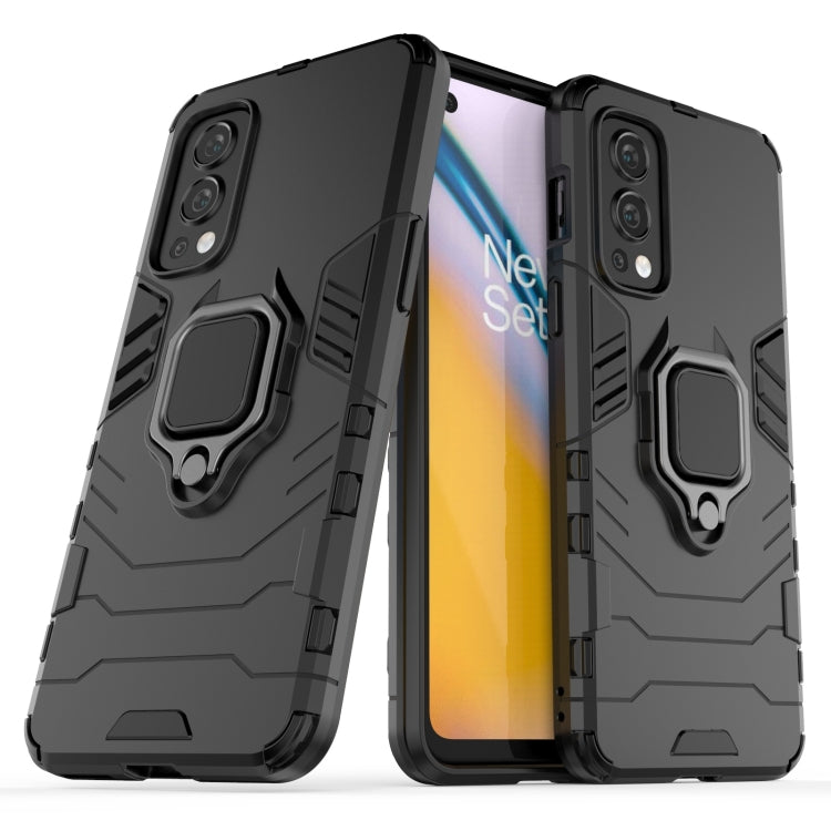 For OnePlus Nord 2 5G PC + TPU Shockproof Protective Case with Magnetic Ring Holder(Black) - OnePlus Cases by buy2fix | Online Shopping UK | buy2fix