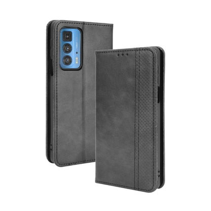 For Motorola Edge 20 Pro / Edge S Pro Magnetic Buckle Retro Crazy Horse Texture Horizontal Flip Leather Case with Holder & Card Slots & Photo Frame(Black) - Motorola Cases by buy2fix | Online Shopping UK | buy2fix