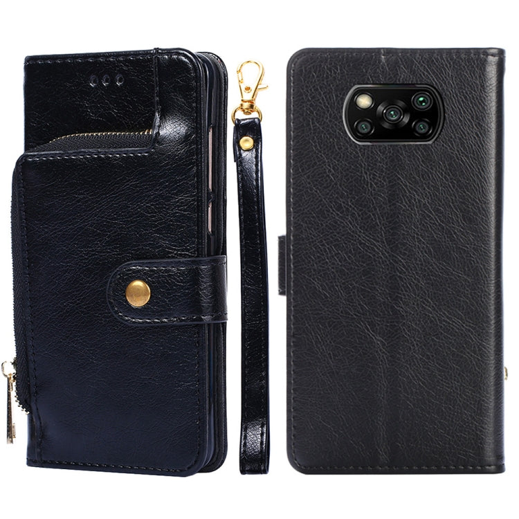 Zipper Bag PU + TPU Horizontal Flip Leather Case with Holder & Card Slot & Wallet & Lanyard For Xiaomi Poco X3 NFC(Black) - Xiaomi Cases by buy2fix | Online Shopping UK | buy2fix