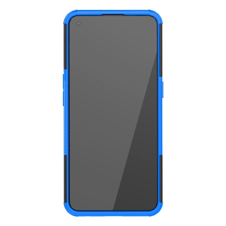 For OnePlus Nord CE 5G Tire Texture Shockproof TPU+PC Protective Case with Holder(Blue) - OnePlus Cases by buy2fix | Online Shopping UK | buy2fix