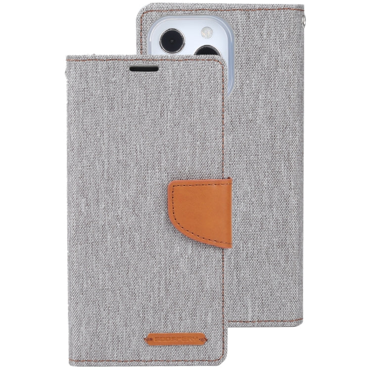 For iPhone 13 Pro GOOSPERY CANVAS DIARY Cross Texture Horizontal Flip Leather Case with Holder& Card Slots & Wallet (Grey) - iPhone 13 Pro Cases by GOOSPERY | Online Shopping UK | buy2fix