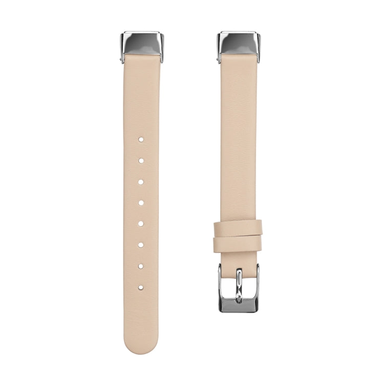 For Fitbit Luxe Leather Watch Band, Size:S(Apricot) - Watch Bands by buy2fix | Online Shopping UK | buy2fix
