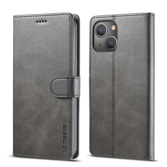 For iPhone 13 LC.IMEEKE Calf Texture Horizontal Flip Leather Case with Holder & Card Slots & Wallet(Grey) - iPhone 13 Cases by LC.IMEEKE | Online Shopping UK | buy2fix