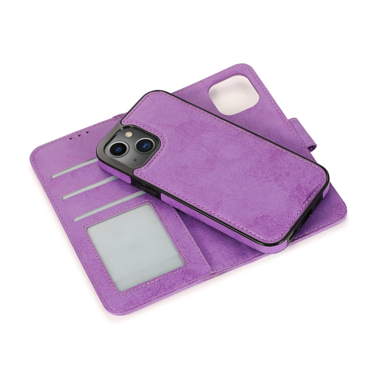 For iPhone 13 mini Retro 2 in 1 Detachable Horizontal Flip Leather Case with Card Slots & Wallet For  iPhone 13 Mini(Purple) - iPhone 13 mini Cases by buy2fix | Online Shopping UK | buy2fix