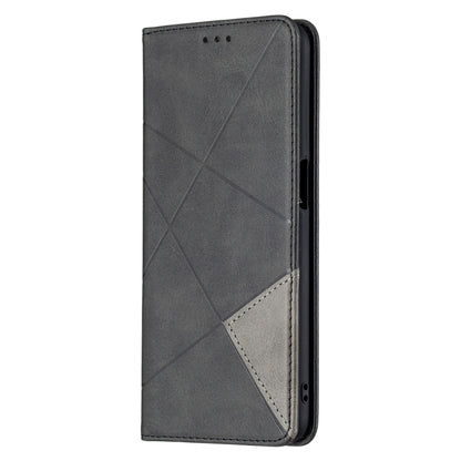 For OPPO A74 5G / A93 5G / A54 5G Rhombus Texture Horizontal Flip Magnetic Leather Case with Holder & Card Slots(Black) - OPPO Cases by buy2fix | Online Shopping UK | buy2fix