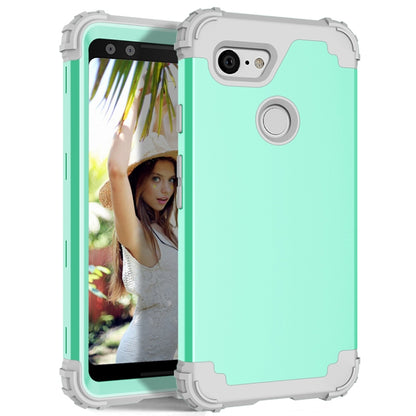 For Google Pixel 3 3 in 1 Shockproof PC + Silicone Protective Case(Mint Green + Grey) - Google Cases by buy2fix | Online Shopping UK | buy2fix