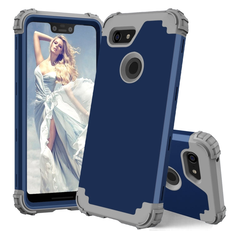 For Google Pixel 3 XL 3 in 1 Shockproof PC + Silicone Protective Case(Navy Blue + Grey) - Google Cases by buy2fix | Online Shopping UK | buy2fix