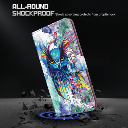 For iPhone 13 Pro 3D Painting Pattern Horizontal Flip TPU + PU Leather Case with Holder & Card Slots & Wallet (Watercolor Owl) - iPhone 13 Pro Cases by buy2fix | Online Shopping UK | buy2fix