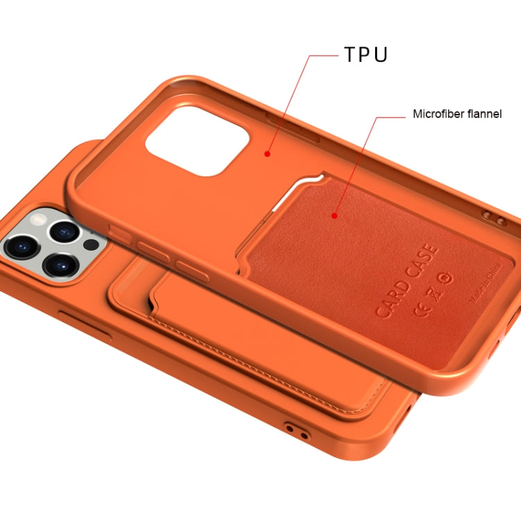 For iPhone 13 Pro TPU + Flannel Lining Shockproof Case with Card Slots (Pink Orange) - iPhone 13 Pro Cases by buy2fix | Online Shopping UK | buy2fix