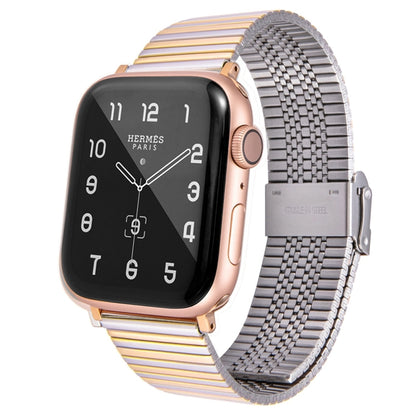 Multi-baht Steel Watch Band For Apple Watch Series 9&8&7 41mm / SE 3&SE 2&6&SE&5&4 40mm / 3&2&1 38mm(Steel Between Gold) - Watch Bands by buy2fix | Online Shopping UK | buy2fix