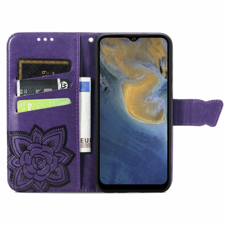 Butterfly Love Flowers Embossed Horizontal Flip Leather Case with Holder & Card Slots & Wallet & Lanyard For ZTE Blade A71(Dark Purple) - ZTE Cases by buy2fix | Online Shopping UK | buy2fix