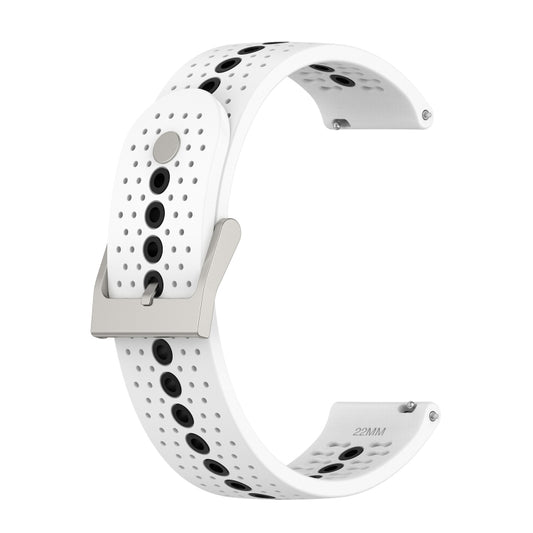 22mm Universal Colorful Hole Silicone Watch Band(White Black) - Watch Bands by buy2fix | Online Shopping UK | buy2fix