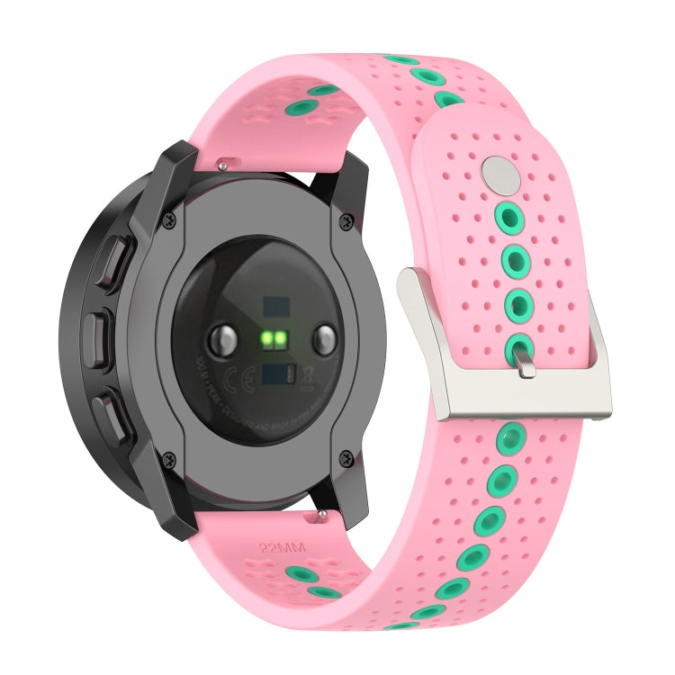 For Suunto 9 Peak Universal Colorful Hole Silicone Watch Band(Pink Mint Green) -  by buy2fix | Online Shopping UK | buy2fix