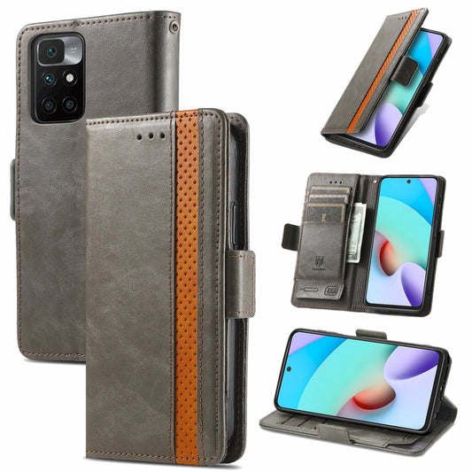 For Xiaomi Redmi 10 CaseNeo Business Splicing Dual Magnetic Buckle Horizontal Flip PU Leather Case with Holder & Card Slots & Wallet(Grey) - Xiaomi Cases by buy2fix | Online Shopping UK | buy2fix