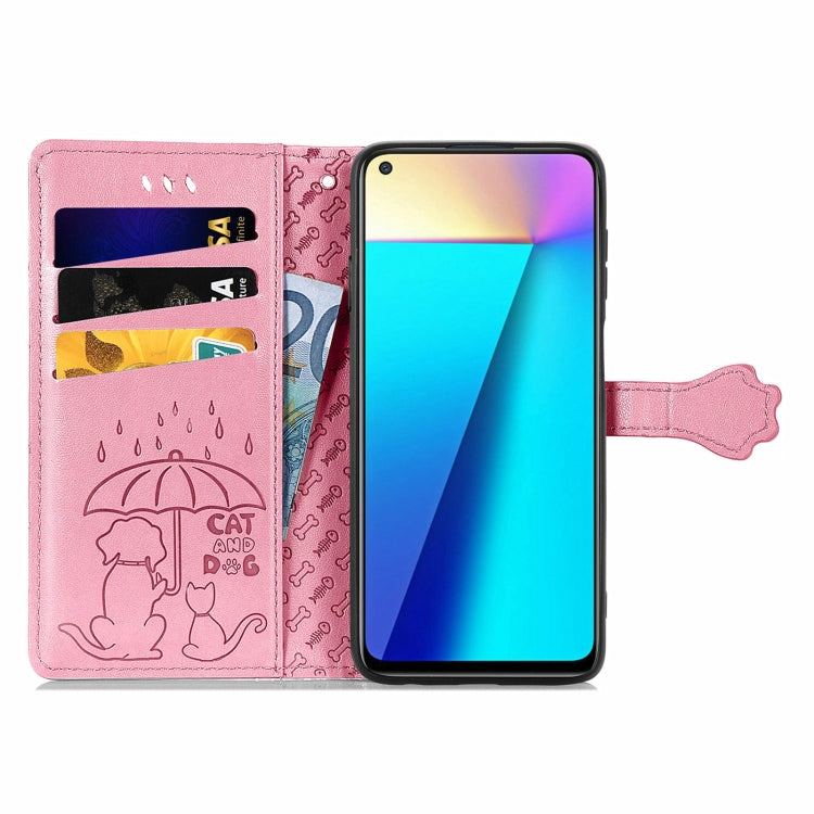 For Infinix Note 7 Lovely Cat and Dog Embossing Pattern Horizontal Flip Leather Case , with Holder & Card Slots & Wallet & Cartoon Clasp & Lanyard(Pink) - Infinix Cases by buy2fix | Online Shopping UK | buy2fix