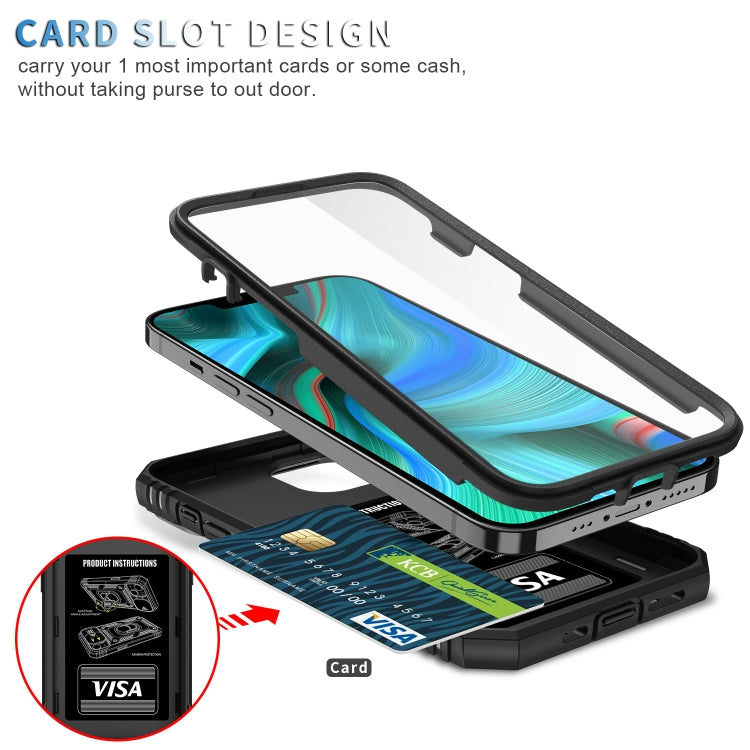 For iPhone 13 Pro Sliding Camera Cover Design TPU + PC Protective Case with 360 Degree Rotating Holder & Card Slot (Black+Black) - iPhone 13 Pro Cases by buy2fix | Online Shopping UK | buy2fix