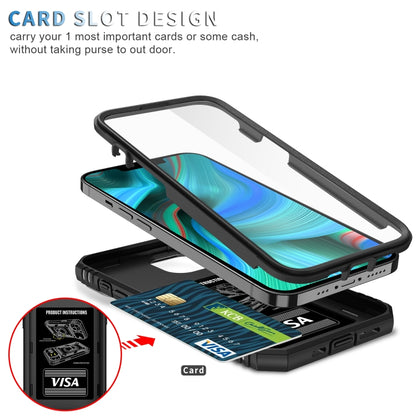 For iPhone 13 Pro Max Sliding Camera Cover Design TPU + PC Protective Case with 360 Degree Rotating Holder & Card Slot (Black+Black) - iPhone 13 Pro Max Cases by buy2fix | Online Shopping UK | buy2fix