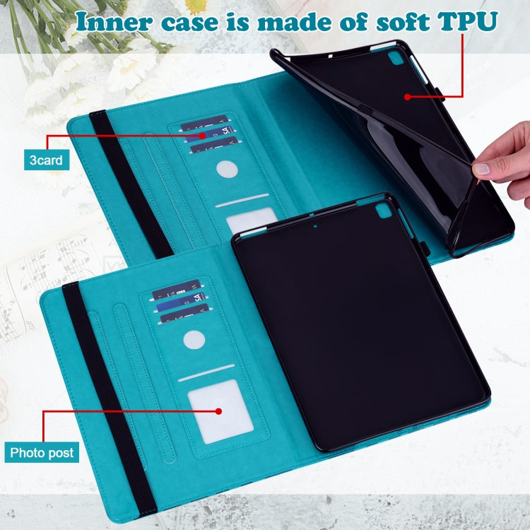 Tree & Deer Pattern Pressed Printing Horizontal Flip PU Leather Case with Holder & Card Slots & Sleep / Wake-up Function For Samsung Galaxy Tab S6 Lite(Blue) - Tab S6 Lite P610 / P615 by buy2fix | Online Shopping UK | buy2fix