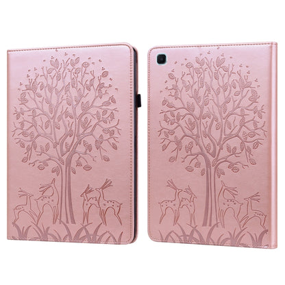 Tree & Deer Pattern Pressed Printing Horizontal Flip PU Leather Case with Holder & Card Slots & Sleep / Wake-up Function For Samsung Galaxy Tab S6 Lite(Pink) - Tab S6 Lite P610 / P615 by buy2fix | Online Shopping UK | buy2fix